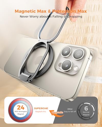 2025 SUPERONE Mag Safe Phone Ring Holder – Versatile Adjustable Magnetic Kickstand & Detachable Grip for i Phone 12-16 Series – Vibrant Purple for Enhanced Wireless Charging & Effortless Hands-Free Functionality – Transform Your Smartphone Use with Style and Practicality