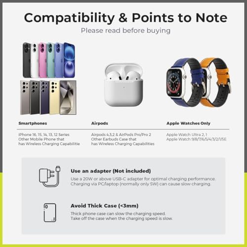 ZTAR 3-in-1 Wireless Travel Charger: Ultimate Mag Safe-Compatible Charging Pad for i Phone 16/15/14/13/12, Samsung Galaxy, Air Pods & Apple Watch – Portable Foldable Design for Effortless Travel & Rapid Multi-Device Charging
