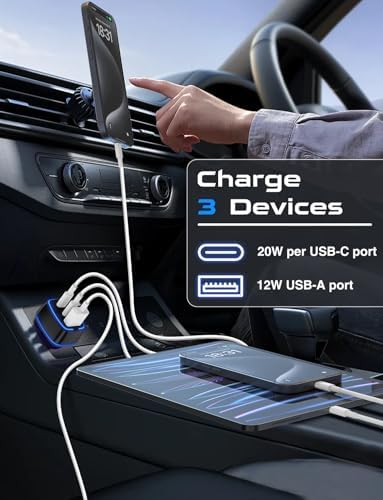 Compact 3-Port USB C Car Charger Adapter – Fast PD Charging for i Phone 16/15 Pro Max, Galaxy S25/S24, i Pad, and Android Devices – Travel Essential for Seamless Connectivity on the Go – Enhanced Performance and Universal Compatibility