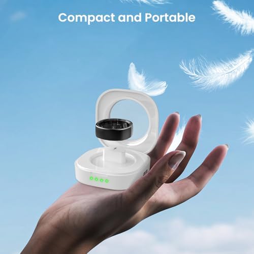 Portable Magnetic Charger Dock for Smart Rings – Fast 480 m Ah Battery Charging Case with Indicator Light, Powers Up to 20 Charges – Sleek White Design for Enhanced Compatibility and On-the-Go Convenience