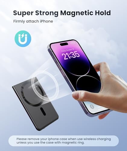 Ultra-Slim 5000 m Ah Magnetic Power Bank – Lightweight Portable Charger with 20 W Fast PD Charging for i Phone 12-16 Pro Max & Air Pods Pro II – Reliable Travel Battery Solution for On-the-Go Power Needs