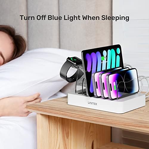 Unitek 6-Port USB-C Fast Charging Station – Versatile Multi-Device Power Hub with Dual 20 W PD Ports for i Phone, i Pad, Samsung and More – Streamline Your Charging Experience and Enhance Workspace Organization with Safety Features