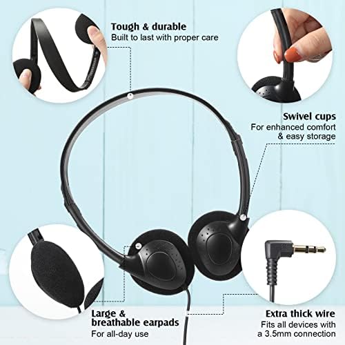 Flutesan 20 Pack Wired On-Ear Headphones – Durable Purple Classroom Headset for Students & Educators, Adjustable Comfort, Enhanced Device Compatibility, Ideal for Group Learning & Individual Study Sessions