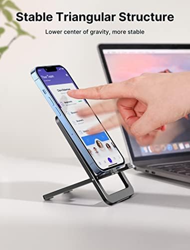 JSAUX Cell Phone Stand [2-Pack] Foldable Aluminum Adjustable Phone Holder for Desk Portable Travel Holder Office Desk Accessories Compatible with iPhone 15 14 13 12 11 Pro Max X Samsung S24 S23 Grey – Enhanced Compatibility and Speed