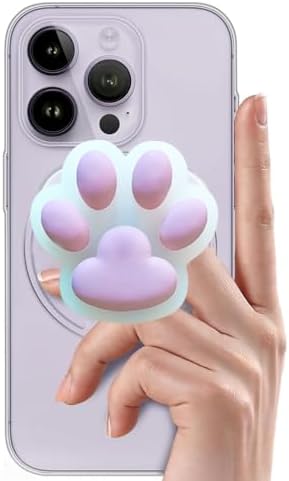 Charming Pink Paw Magnetic Phone Grip for Mag Safe – Whimsical 3 D Accessory for Kindle & Android Devices, Enhanced Wireless Charging Compatibility for Trendy Girls & Women – Lightweight and Secure Design for Effortless Handling and Stylish Self-Expression