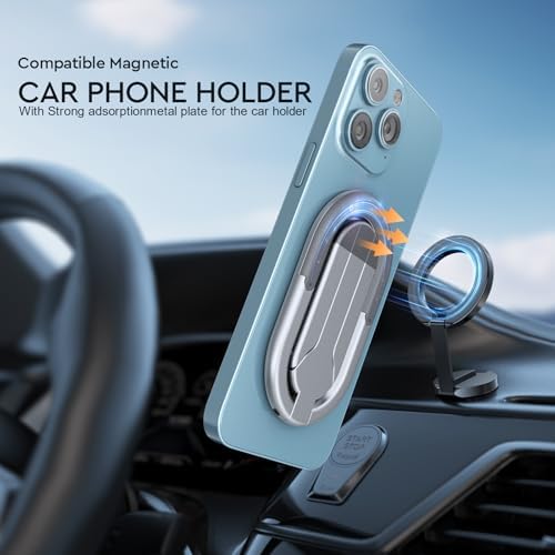 Versatile i Phone Tripod with Magnetic Phone Ring Holder – All-in-One Portable Stand with 360° Rotation for Effortless Use – Durable Silver Finish for Enhanced Compatibility with Car Mounts and Seamless Content Creation