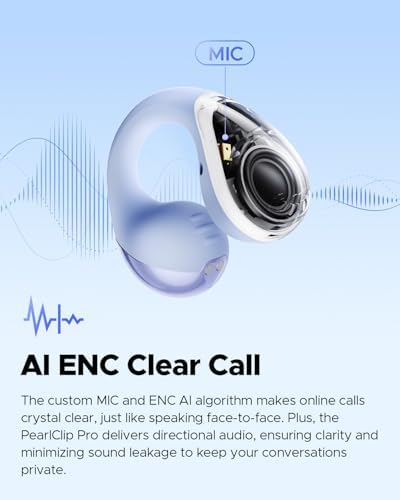 Elevate Your Active Lifestyle with Sound PEATS Pearl Clip Pro Open Ear Wireless Earbuds – Advanced Bluetooth 5.4 Technology, IPX5 Waterproof Rating, All-Day 24-Hour Playtime, and Integrated Microphone for Effortless Communication – Ideal for Fitness Enthusiasts, Runners, and Cyclists Who Value Safety and Superior Sound Quality