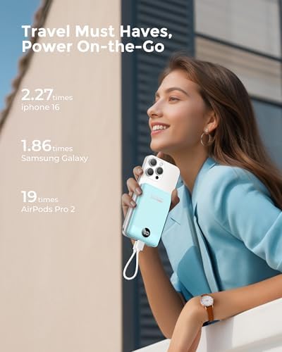 VEEKTOMX 10,000 m Ah Ultra-Slim Portable Charger – 22.5 W Fast Charging Power Bank for i Phone, Samsung, Google & Tablets – Lightweight USB-C Battery Pack in Stylish Blue – Your Essential Mobile Charging Companion for All-Day Power