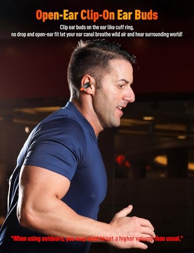 Revolutionary Bone Conduction Sports Earbuds with Integrated Night Safety Light – Advanced Bluetooth 5.3 Clip-On Headphones for Unmatched Comfort and Surrounding Awareness During Active Pursuits – Sweat-Resistant Design with Deep Stereo Bass, Ideal for i Phone 16 Series & Galaxy S24/S25 – Enhance Your Safety and Sound Experience!