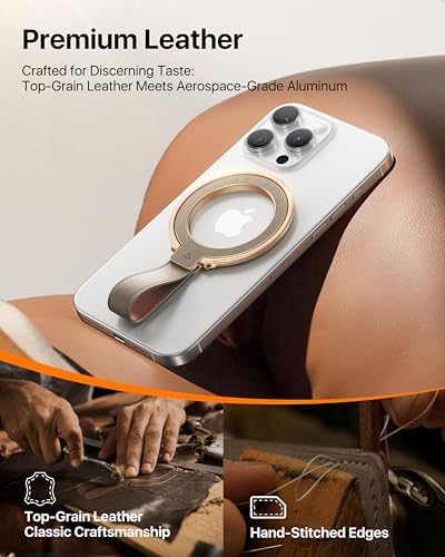 Elevate Your i Phone Experience with the andobil 2025 Premium Leather Magnetic Phone Grip – Unmatched Stability & Adjustable Kickstand for Seamless Mag Safe Integration, Compatible with i Phone 16 Pro Max/15/14/13 in Elegant Brown – Luxurious Design Meets Exceptional Functionality
