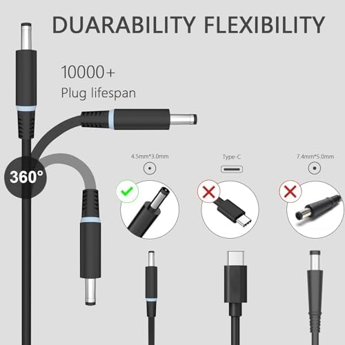 High-Performance 130 W AC Adapter for Dell Inspiron 16 5620 & 7610 Business Laptops – Fast Charging Power Supply Compatible with Inspiron 15 7501/7510/7590/7591 & XPS 15/17 Models – Superior Efficiency and Safety Features for Optimal Device Performance