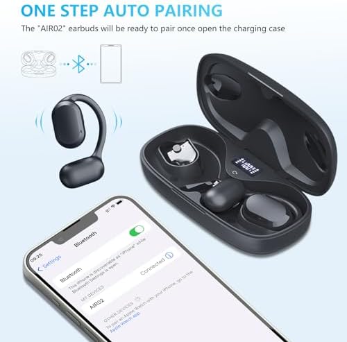Open Ear True Wireless Earbuds – Cutting-Edge Bluetooth 5.4 Headphones with IP67 Waterproof Design and Advanced Dual DSP Noise Cancellation for Sports and Professional Use – Ultimate Comfort and Durability for All-Day Audio Enjoyment