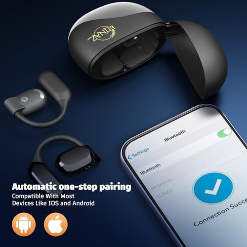 Innovative Open-Ear Bluetooth Sport Earbuds – 8-Hour Playtime for Active Lifestyles | Lightweight Ergonomic Wireless Headphones Ideal for Running, Gym, and Daily Use | Stay Aware with Secure Fit in Sleek Black Design