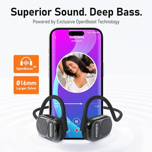 Revolutionize Your Workout with Open Comfy CF201 Bluetooth Headphones – Lightweight Open-Ear Design for Ultimate Ambient Awareness and Premium Sound – Perfect Wireless Earbuds for Running, Gym, and Outdoor Adventures – Sleek White Aesthetic for Style and Safety
