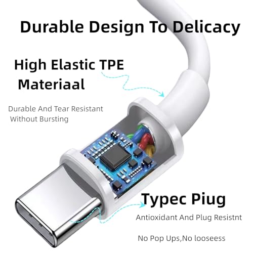 USB C Cable 20ft,C to C Cable Fast Charging 2 Pack,60W Extra Long Type C Cord Compatible with iPhone 16/15 Pro/15 Plus/16 Pro Max, iPad mini 6/ Pro 2021, Mac-Book Pro 2020, Samsung Galaxy S24,Switch – Enhanced Compatibility and Speed