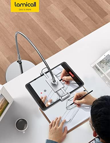 Adjustable 63″ Lamicall Gooseneck Tablet Floor Stand – Sturdy 10.6 lb Base for 4.7-13″ Devices – Ideal Hands-Free Solution for i Pad Pro, Galaxy Tab, Kindle & Smartphones – Enhance Comfort and Ergonomics for Seamless Multitasking