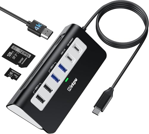 Transform Your Digital Workspace with a Multifunctional 9-in-1 USB-C Docking Station – 4 K HDMI for Crystal-Clear Displays, 100 W PD Fast Charging, and High-Speed Data Transfer (5 Gbps) – Includes 3 Type-A/C Ports, 2 Type-A 2.0 Ports, and SD/TF Card Reader – Premium Aluminum Hub Ideal for Mac Book, i Pad, and i Phone Users – Compact, Stylish, and Perfect for Travel Connectivity!