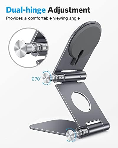 Stand for MagSafe Charger, OMOTON Foldable Phone Stand Holder for MagSafe Accessories， Compatible with iPhone 15/14/13/12 Pro Max/Pro/Mini, Charger for MagSafe Not Included, Black – Enhanced Compatibility and Speed