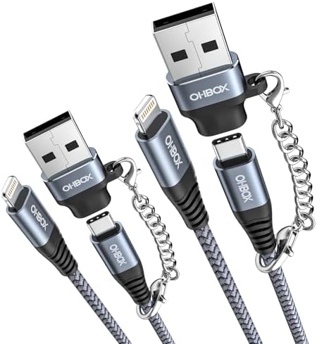 Experience Unmatched Charging Efficiency with the ohbox USB-C to Lightning Cable 3 FT – 3 Pack Fast Charging Braided Cords for i Phone 14/13/12/11 and i Pad – Ultimate Durability and Compatibility for Your Devices