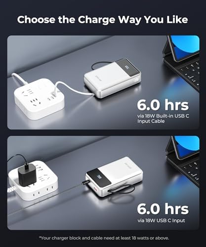 High-Capacity 30,000 m Ah Portable Power Bank with Built-in USB-C Cable – 22.5 W Super Fast Charging for i Phone, i Pad, Google, Xiaomi – Ideal for Travel, Camping, and Emergency Power Solutions – Slim and Lightweight Design with 17-Layer Safety Protection for Maximum Reliability – Perfect for Charging Multiple Devices Simultaneously – Enjoy 24/7 Customer Support and 36-Month Warranty