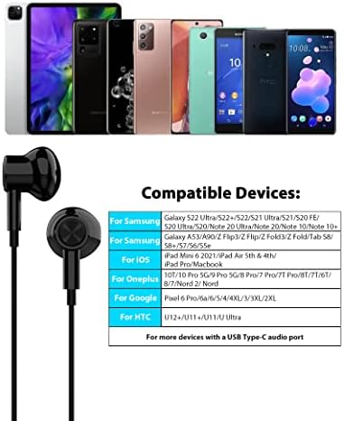 APETOO Magnetic USB C Headphones for Samsung Galaxy S25 S24 S23 S22 Ultra S21 FE A53 and i Phone 16 15 Pro Max – Premium Wired Earbuds with Built-in Mic, Volume Control, and Enhanced Stereo Sound for Seamless Connectivity and Comfort
