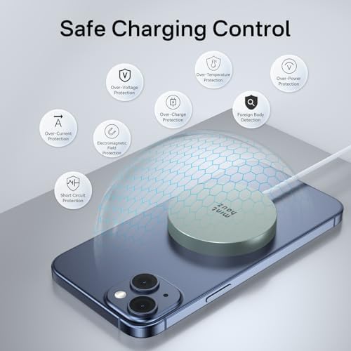 Minthouz Qi2 Magnetic Wireless Charger – 15 W Fast Charging for i Phone 16/15/14/13/12 Series & Air Pods, Sleek Magnetic Charging Pad for Qi-Enabled Devices, Effortless Power Boosts & Streamlined Design, Perfect for Home & Travel, No Adapter Required, Modern Black Finish