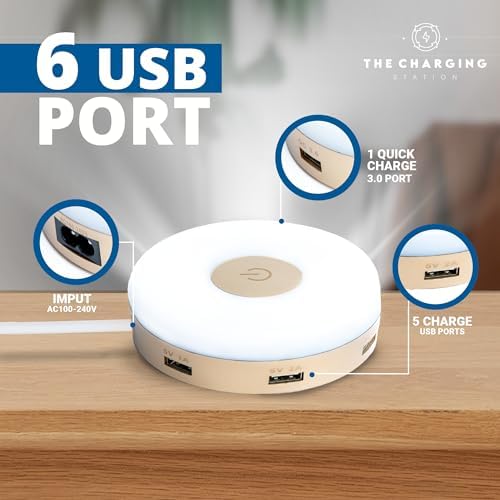 Revolutionary 6-Port USB Charging Hub with Quick Charge 3.0 – High-Efficiency Multi-Device Power Station for Smartphones, Tablets, and Smartwatches – Ultimate Rapid Charging Solution for Home and Office with Advanced Surge Protection and Modern Aesthetic Design