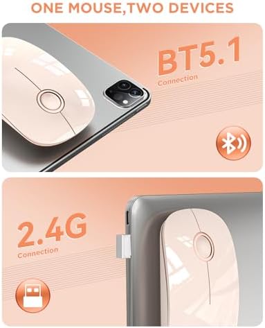 Sleek Purple Wireless Bluetooth Mouse – Effortless Dual Connectivity, 1600 DPI Precision, Whisper-Quiet Clicks, Long Battery Life for Enhanced Productivity and Versatile Device Compatibility