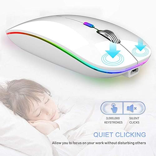 TENMOS Sleek LED Bluetooth Mouse – Ultra-Quiet Rechargeable Wireless Mouse with Type C Adapter for Laptops, Mac Books & i Pads – Bluetooth 5.1 & 2.4 GHz Universal Compatibility in Vibrant Blue – Perfect for Home, Office, and On-the-Go Productivity