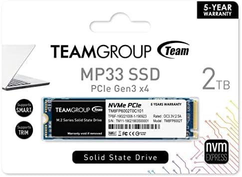 TEAMGROUP MP33 256 GB NVMe SSD – Ultra-Fast M.2 2280 Solid State Drive for Unmatched Performance Enhancement – Exceptional SLC Cache 3 D NAND TLC, PCIe Gen3 x4, Ideal for Gaming & Productivity – Experience Lightning Read Speeds Up to 1600 MB/s and Write Speeds Up to 1000 MB/s – Transform Your System with Unrivaled Efficiency & Reliability