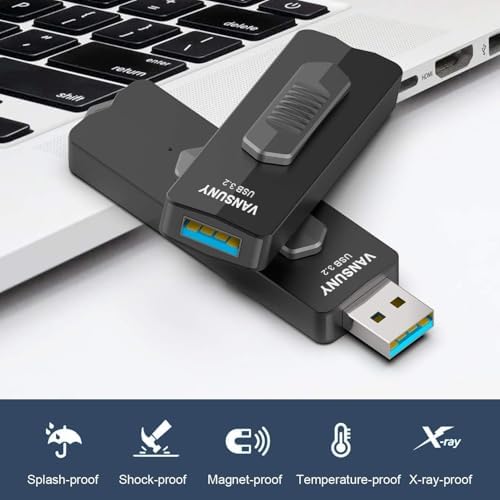 Vansuny 128 GB USB 3.2 Flash Drive – Ultra-Fast 400 MB/s Transfer Speed, Retractable Metal Thumb Drive for Seamless Data Management, Ideal for Professionals and Students, High-Performance Portable Memory Stick, Compatible with PCs and Laptops
