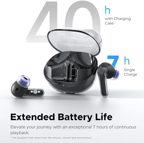 Affordable Sound PEATS Clear Wireless Earbuds – Bluetooth 5.3 Headphones with 12 mm Drivers for Deep Bass, Enhanced Call Clarity with Dual Mic and ENC, Gaming Mode for Low Latency, 40-Hour Playtime, IPX4 Water Resistance, Custom EQ via App for Tailored Audio Experience