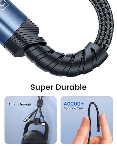 10 ft USB C to USB C Charger Cable (2-Pack) – 60 W Fast Charging Type C Cord with Right Angle Connector for i Phone 16, 15 Pro Max/Plus, Mac Book Air, Samsung S23 Ultra/S22, Note 20 – Superior Durability & Enhanced Ergonomics for Optimal Device Performance