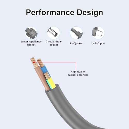 Starlink Mini USB-C to DC Power Cable, Starlink Mini Power Cable,Max 100W USB Type-C Input, Starlink Mini Cable, Compatible with 65W+ PD Source (3M/9.8FT) – Enhanced Compatibility and Speed