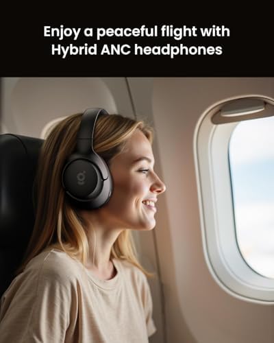 Unleash Sonic Perfection with HS1 Wireless Over-Ear Headphones – Cutting-Edge Hybrid Active Noise Cancellation, Immersive Deep Bass, and 60-Hour Battery for Ultimate Comfort on the Move – Compact Foldable Design with Built-In Microphone for Seamless Connectivity Across All Devices