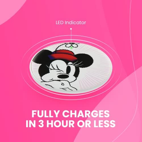 Minnie Mouse Wireless Charging Pad: Enchanting Qi-Compatible Charger for All Devices – Fast, Compact Charging Station with Playful Design for Disney Lovers – Travel-Ready with Secure Non-Slip Base for Effortless Power Up
