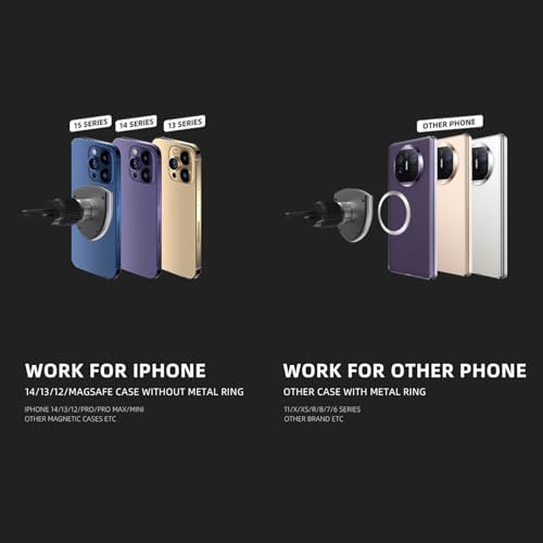 Mag Safe Car Mount Charger for i Phone 15/14/13/12 Series – 15 W High-Speed Magnetic Wireless Holder, Secure Air Vent Attachment, Sleek Black Design for Effortless Charging and Hands-Free Navigation