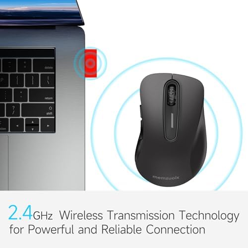 Upgrade Your Workflow with the Memzuoix 2.4 G Wireless Mouse – Ergonomic and Portable 1400 DPI USB Mouse for Laptop, PC & Desktop | 5 Customizable Buttons for Ultimate Control | Ideal for Professionals and Casual Users Alike