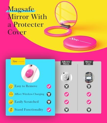 Cell Phone Stand Compatible with Magsafe Mirror Mount [Anti-Scratch & Portable] Girls Women Magnetic Travel Makeup Mirror Desk Fits for iPhone 16/15/14/13/12 Plus Pro Max (Pink) – Enhanced Compatibility and Speed