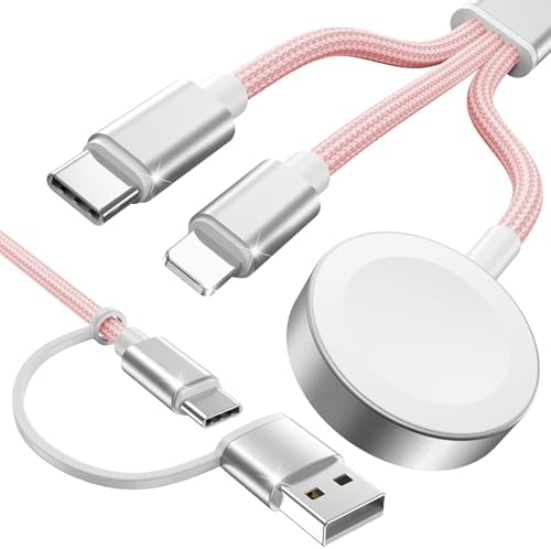 Versatile 3-in-2 USB C Charging Cable for Apple Watch and i Phone – 4 FT Multi-Device Fast Charger Compatible with Apple Watch Ultra/SE/10/9/8/7/6/5/4/3/2/1 & i Phone 16/15/14/Galaxy S23 – Lightweight Travel Essential for Efficient Power-Up Solutions