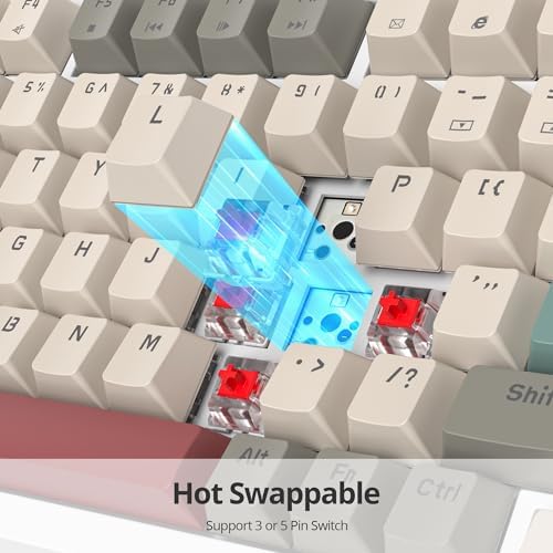 Transform Your Gaming Setup with the 75% Monster B Wired Mechanical Keyboard – 82 Keys, Gasket Mount Design, Hot-Swappable White Switches, RGB Lighting, Programmable Features for Mac/Windows – Unmatched Speed and Comfort for Gamers and Professionals