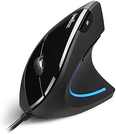 Ergonomic Perixx PERIMICE-713 Wireless Vertical Mouse for Right-Handed Users – 6 Customizable Buttons, Adjustable 3-Level DPI, Sleek Black Design, Unmatched Comfort for Long Hours of Work or Gaming