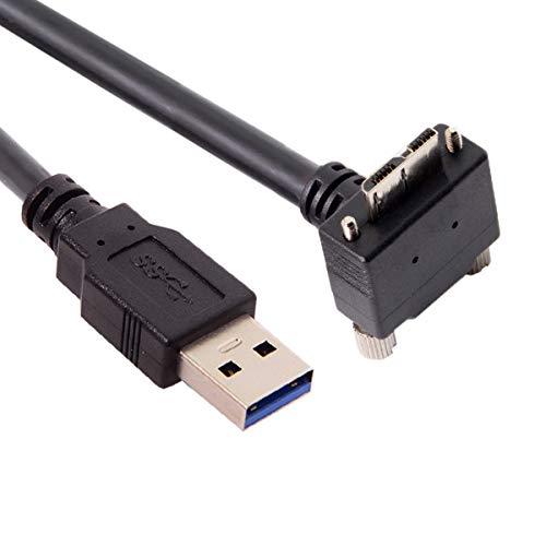 Chenyang 90-Degree Micro USB 3.0 Cable – Type A Male to Micro B Male, 3 M High-Speed Connector for Industrial Cameras & Devices, Enhanced Durability with Mount Panel Screws, Perfect for Tight Spaces and Optimal Cable Management
