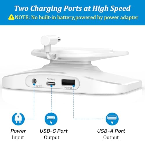 PlusAcc Stand for Show 5 (3rd Gen) – Adjustable Table Holder with 2 Charging Ports (USB-C & USB-A), Tilt Magnetic Base Station for Charge Cellphones and Earbuds, Non-Slip Base (Black) – Enhanced Compatibility and Speed