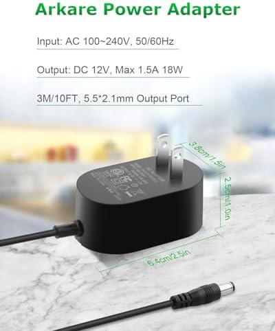 Universal 12 V 1.5 A AC/DC Power Supply Adapter – High-Performance 18 W Charger with 10 FT Cord for LED Strips, Bluetooth Speakers, GPS Devices & More – Versatile Energy Solution with Multiple Connectors for Global Use and Reliable Power Delivery