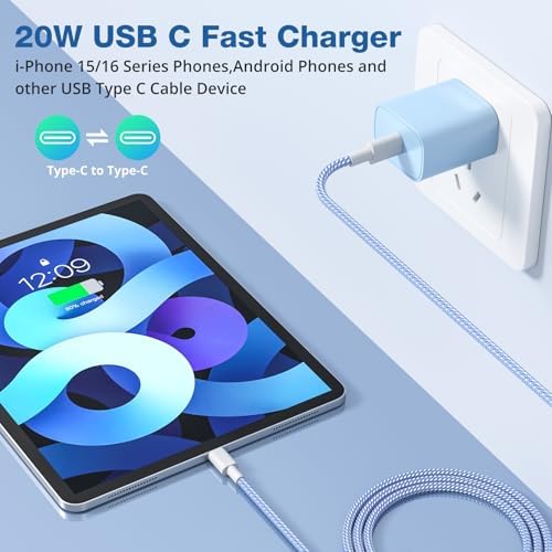 Rapid Charge 20 W USB-C Wall Charger Bundle for i Phone 16 & 15 Series – 4 Pack with 6 FT Cables for Pro Max, i Pad Pro Compatibility – Ultimate Power Solution for Home & Travel