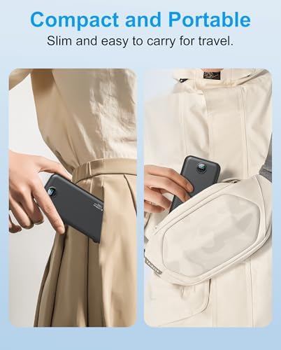 Ultra-Fast Portable Phone Charger with 12000 m Ah Capacity – All-in-One Power Bank with Integrated Cables, Wall Plug, and LED Display for i Phone, i Pad, Samsung – Essential Travel Companion for Uninterrupted Connectivity