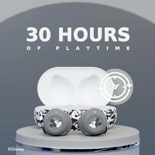 Discover the Magic of Mickey Mouse with Wireless Bluetooth Earbuds – Premium Sound Quality, Ergonomic Design, and 30 Hours Playtime – Perfect for Disney Enthusiasts and Gift Giving – Universal Compatibility for All Devices Including Smartphones and Tablets