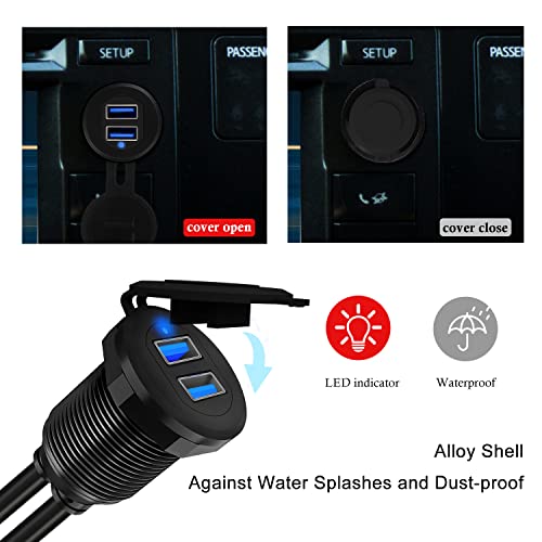 Revolutionize Your Vehicle’s Connectivity with the Type C 3.1 & USB 3.0 Flush Mount Extension Cable – 1-Foot Waterproof Dashboard Solution for Cars, Boats, and Motorcycles with Built-in LED Indicator for Enhanced Visibility and Fast Data Transfer