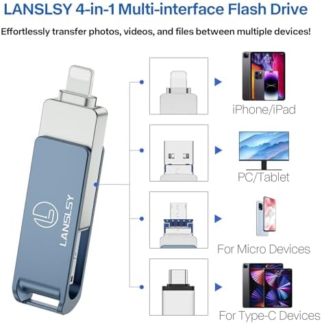 Maximize Your Storage with the 256 GB 3-in-1 Flash Drive – USB 3.0 Photo Stick for i OS, Android, PC & Mac – Sleek Silver Design for Fast Data Transfers and Seamless Compatibility – Perfect Mobile Solution for Photos, Videos, and Files